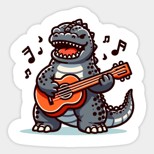 Godzilla playing a guitar Sticker